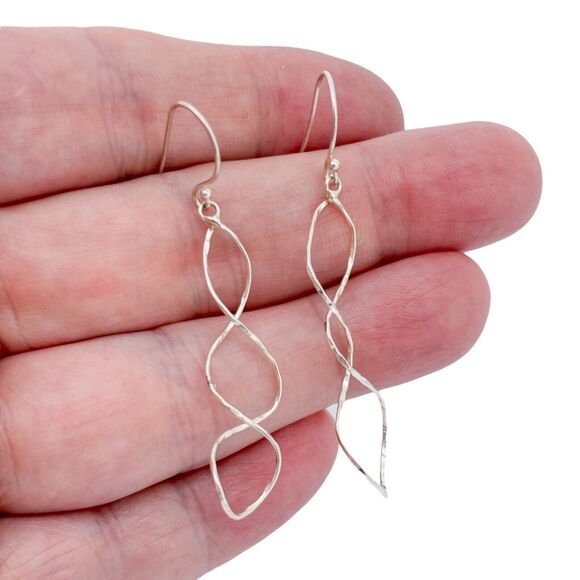 Vintage Sterling Silver 925 5.4cm Twisted Drop Dangle Earrings - Picture 1 of 5